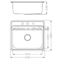 Padrão americano submount soco tigela 25x22 em cozinha rinese pia top grau material anti ferrugem com garantia de longo tempo